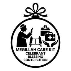 Naklejka premium Megillah care kit ornament with celebrant and blessing icons