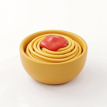 3D icon of spaghetti pasta in a bowl with red tomato sauce three dimensional fast food spaghetti culinary