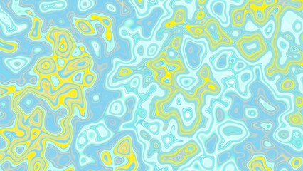 Bright light blue and yellow abstract fluid pattern. Smooth liquid marble effect. Excellent for colorful UI designs, summer graphics, and cool 3D materials. © Asyam