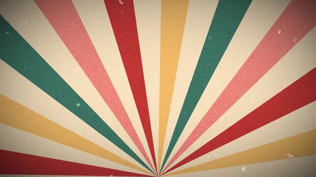 retro vintage sunburst looping background animation with film grain texture