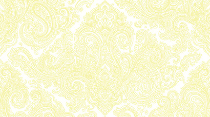 Pale yellow vintage damask floral ornamental pattern © vessy