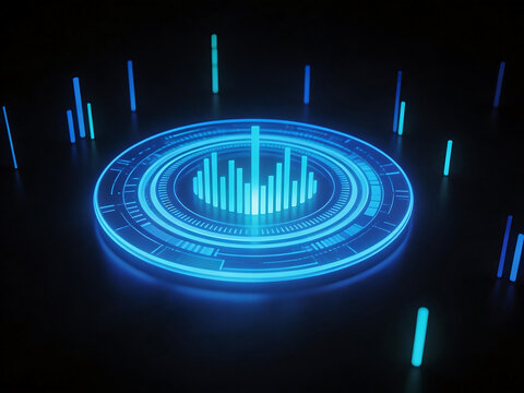 Futuristic digital interface with glowing bars