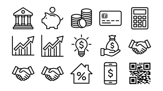 Economic growth and personal finance icon collection