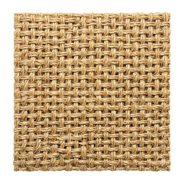 Coarse woven straw sisal mat fabric swatch isolated