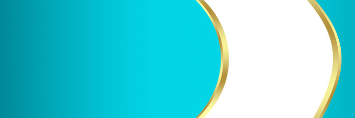Obraz premium Abstract blue light gold luxury curve frame empty center space for as banner cover decoration isolated on white background