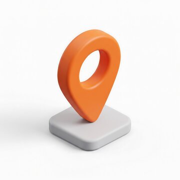 3D location map pin marker icon on a square base with location navigation position geography destination