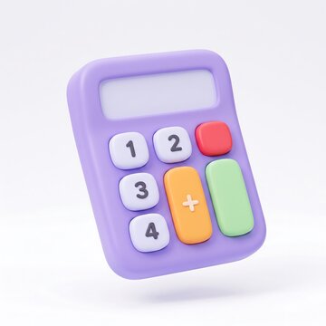 3D cartoon calculator icon for math and accounting with calculator accounting calculate education colorful