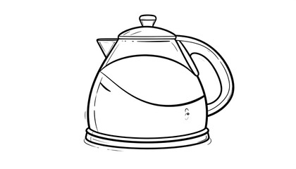 Fototapeta premium Black and white line drawing of a cooking pot.