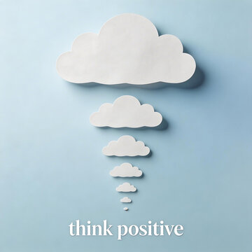 Paper cloud art with think positive text