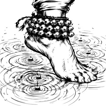 The sound of ghungroo bells visualized a dancer s ankle in extreme close up the bells