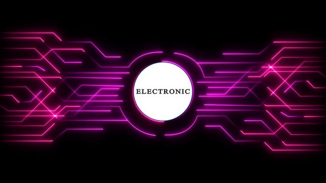 Futuristic electronic music background with neon circuit lines. High-tech digital soundwave visual for DJs, gaming, and tech brands.