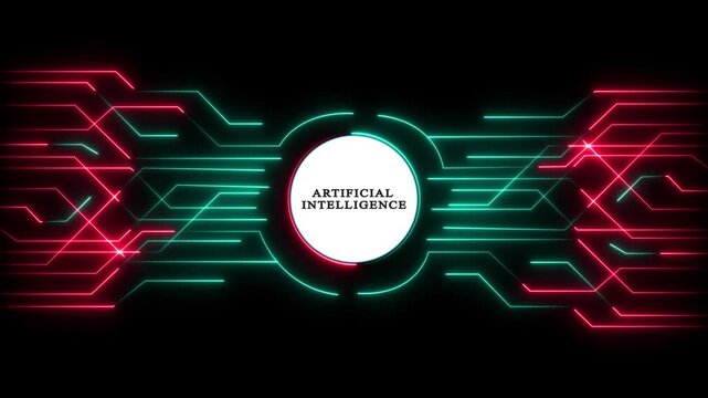 Futuristic AI technology concept with glowing digital network. Cyber intelligence interface showcasing machine learning and neural connections.