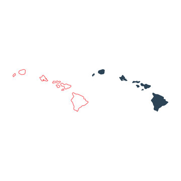 Hawaii map icons set. USA logo design illustration.