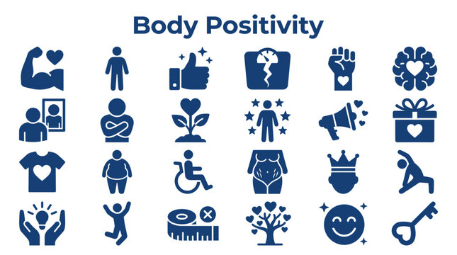 Body Positivity Icons Celebrating Diversity Self Acceptance and Health Diverse Representation Inclusive Symbols for Wellness and Empowerment