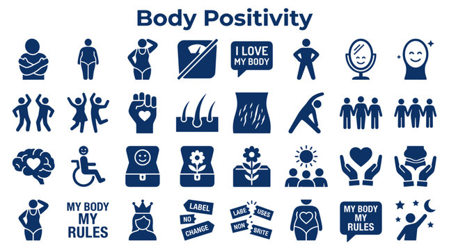 Body Positivity Concept with Diverse Icons Celebrating Self Acceptance and Inclusivity