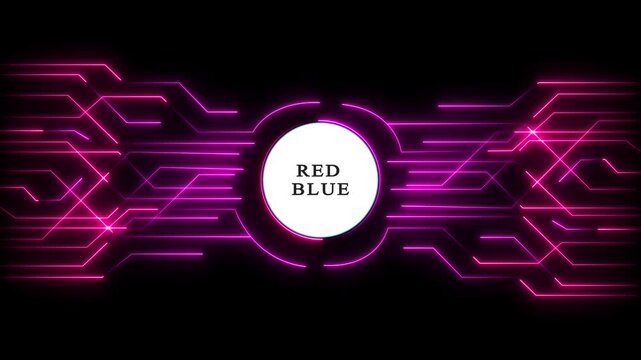 Red vs Blue neon rivalry logo design. Futuristic glowing light battle emblem for gaming or sports branding.