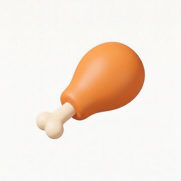 3D icon of a cooked chicken leg on a bone with isolated background illustration nutrition culinary