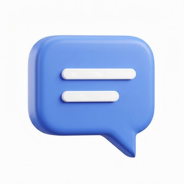 3D blue speech bubble icon representing communication and chat message with communication dialogue isolated