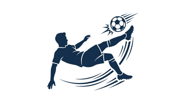 Dynamic soccer player performing bicycle kick action.