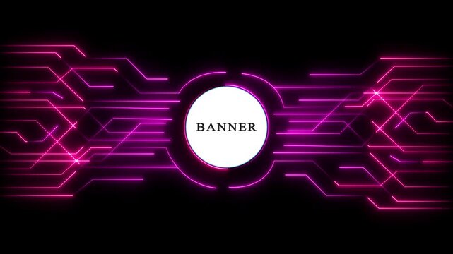 Digital web banner design with glowing tech background. Futuristic online advertising template for high-impact marketing campaigns.