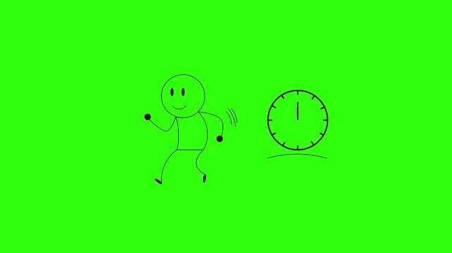 An animated cartoon icon running hurriedly to beat the clock.