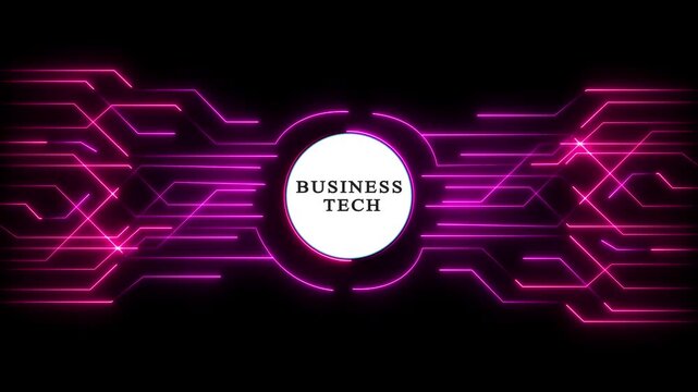 Futuristic Neon Circuit Board Animation with Red and purple Glowing Data Lines Digital High-Tech Connectivity Background with Neon Circuitry and Logo Placeholder