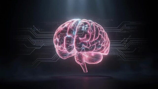 Luminous brain technology visualization symbolizing intellect and dynamic innovation in science and digital fusion