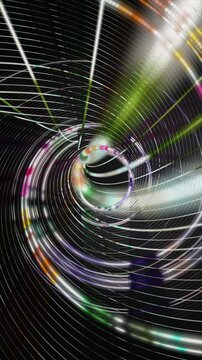 Fantastic vertical video animation with stripe wave object in slow motion, 2304x4096 loop 4K