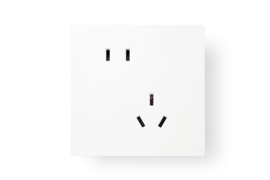 5-hole wall socket panel on white background