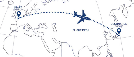 Airplane Flight Path Across Continents © grendel