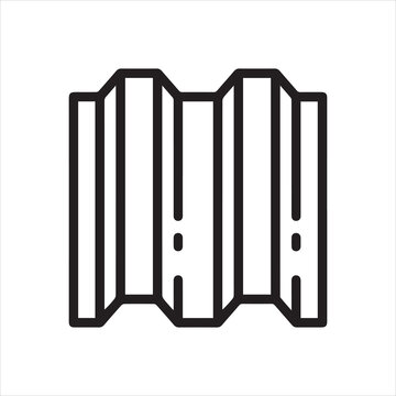 Corrugated sheet, linear icon. Metal roofing and siding material. Line with editable stroke.