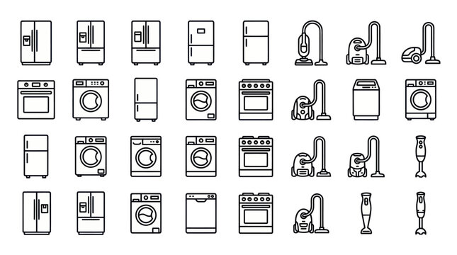 Home appliance and kitchen equipment icons