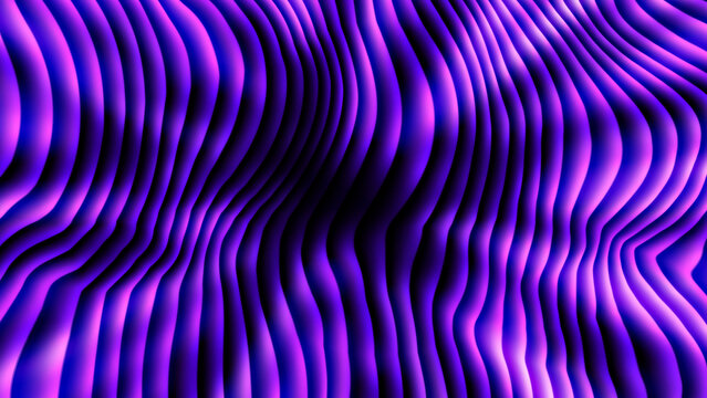Wavy purple and black pattern abstract three dimensional rendering