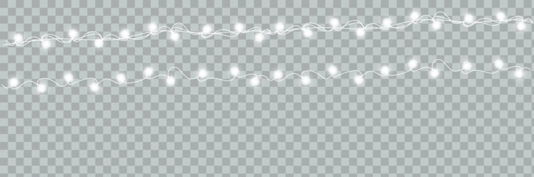 Festive Warm String Lights PNG Transparent Christmas Decoration Background Overlay.