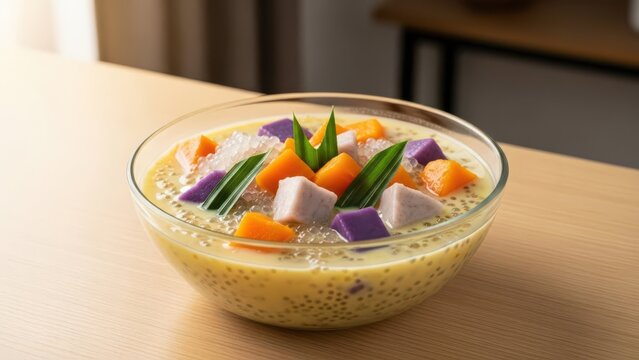 Bubur Cha Cha Sweet Dessert in Glass Bowl