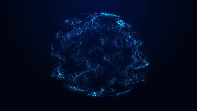 Distortion waves on abstract of particles. Digital data splash of spherical point array. Futuristic glitch UI element.