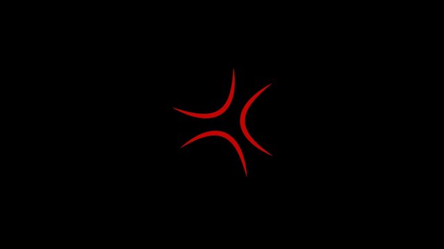 Red angry mark expression line symbol animation on transparent background. Red anger emoji animation
