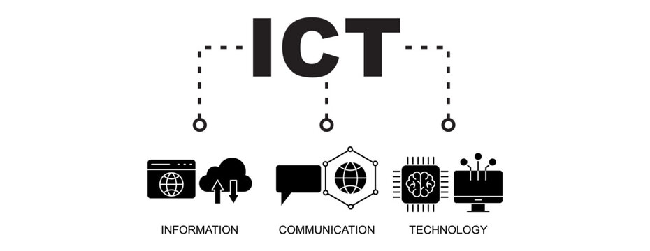 ITC- Information Communication Technology Banner Vector Illustration with icon.