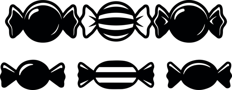 Black and white candy illustrations vector graphics for packaging labels and sweet treat designs