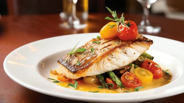 Delicious fillets of pollock or coalfish cooked in spicy marinade and served with baked salad to dinner. Exquisite pan roasted fish with a tantalizing blend of flavors and a perfectly crispy exterior.