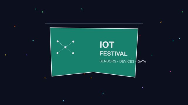 Io t festival motion sensors, devices, and data connectivity concept animation 4k internet of technology