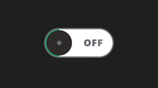 UI Toggle Switch ON OFF Animation with Clear Indicator and Smooth Transition Between States, Essential Control Element for Settings, Options and User Interface Design, Isolated on Dark Background