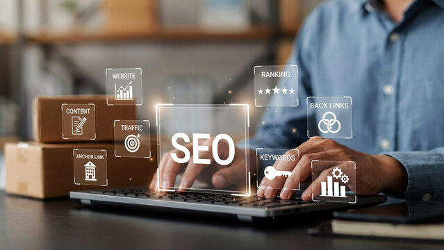 Digital Marketing Professional Optimizing Website Search Engine Performance with Advanced Analytics and Strategic Keyword Planning Tools