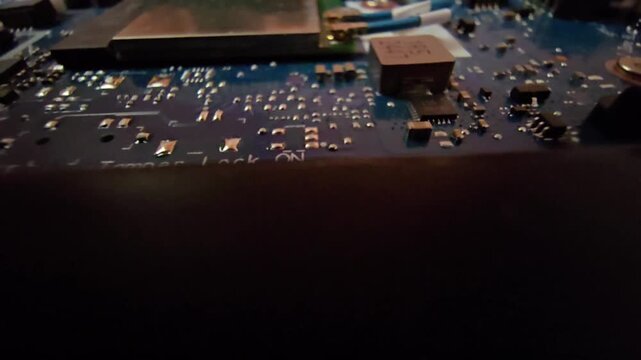 Close-up of a laptop motherboard showing surface-mount electronic components and text printed on the circuit board that reads "Tamper Lock ON" and "Tamper Lock OFF".