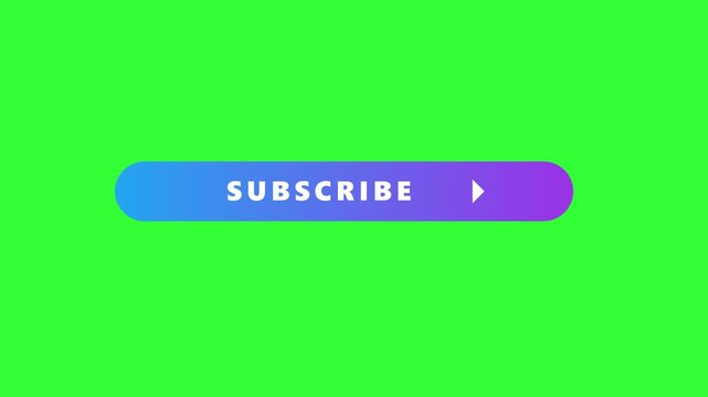 YouTube Subscribe Button Animation with Smooth Click Effect and Confirmation Checkmark, Call to Action Symbol for Growing Audience, Content Channels and Social Media Engagement, Green Screen