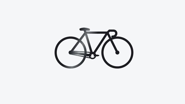 Minimalist Black Bicycle Silhouette Animation with Rotating Wheels and Smooth Forward Movement, Representing Transportation, Fitness, Sport, Eco-Friendly Travel and Healthy Lifestyle Concept