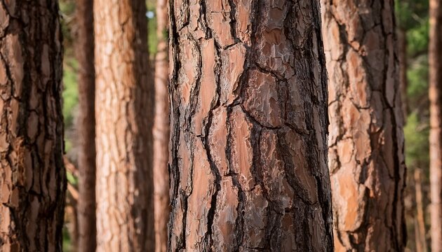 Close Up Of Pine Tree Bark With Rough Texture And Natural Patterns
