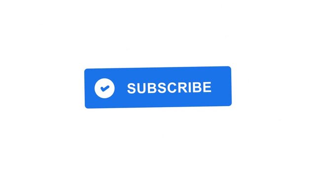 Minimalist Blue Subscribe Button with Clear Checkmark Confirmation Symbol, Call-to-Action Element for Social Media, Channels, Content Platforms and Growing Audience Engagement