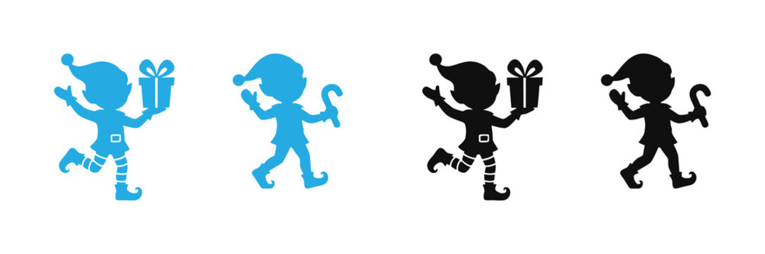 Angel Character Icon Cute Cupid Silhouette  Love Mascot Vector Collection, Valentine Cartoon Figure Bundle, Romantic Baby Angel Clipart, Black and Blue Cupid Illustration Pack, Heart Love Symbol .