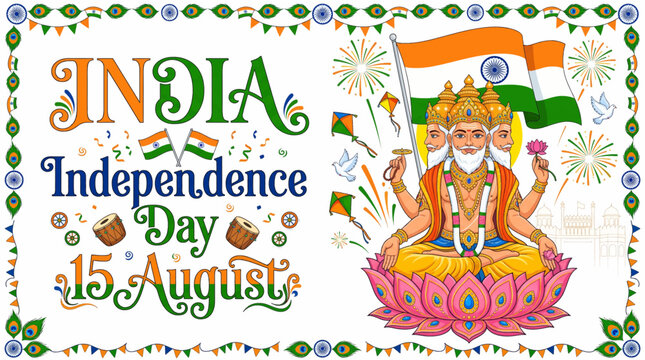 Colorful celebration illustration honoring 's with national flags _ India  Independence Day - 15 AUGUST